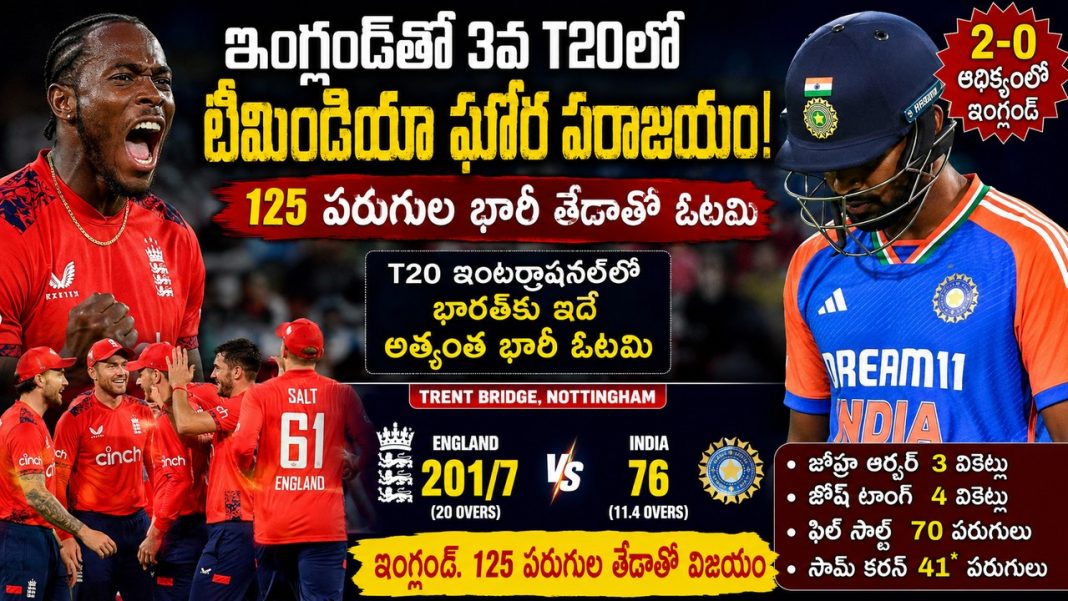 భారత్కు చరిత్రలోనే అతిపెద్ద ఓటమి | 125 పరుగులతో చిత్తు చేసిన ఇంగ్లండ్ భారత్కు చరిత్రలోనే అతిపెద్ద ఓటమి | 125 పరుగులతో చిత్తు చేసిన ఇంగ్లండ్