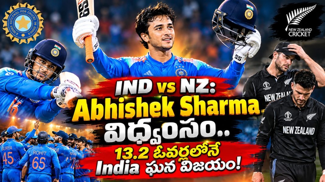 IND vs NZ: Abhishek Sharma విధ్వంసం.. 13.2 ఓవర్లలోనే India ఘన విజయం! IND vs NZ: Abhishek Sharma విధ్వంసం.. 13.2 ఓవర్లలోనే India ఘన విజయం!